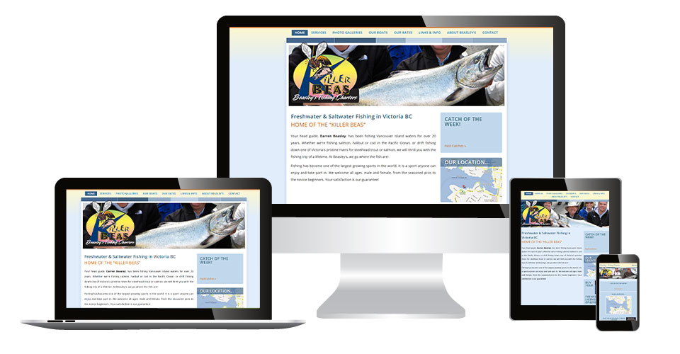 Beasley's Fishing Charters home page displaying on multiple devices
