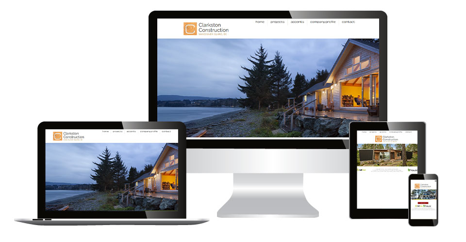 Clarkston Construction home page displaying on multiple devices