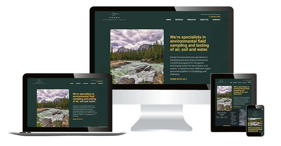 Goode Enviro home page displaying on multiple devices
