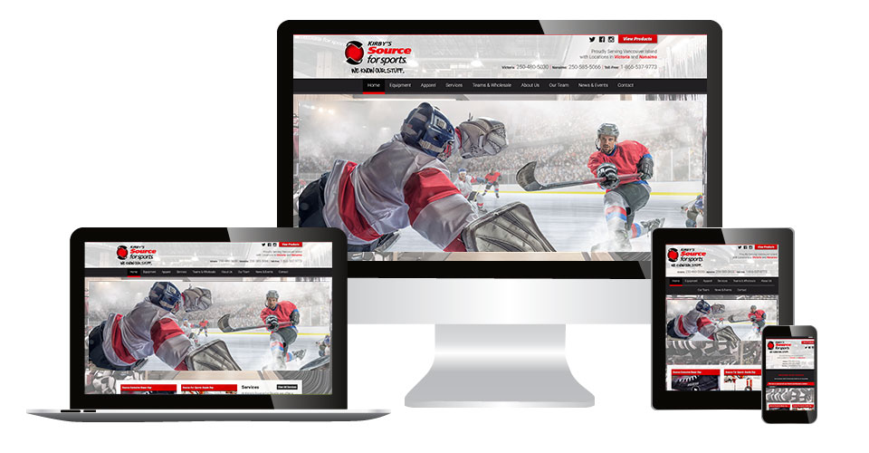 Kirbys home page displaying on multiple devices