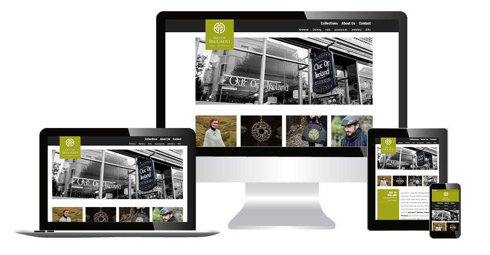Out of Ireland home page displaying on multiple devices
