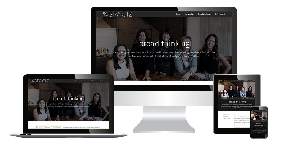 Spaciz home page displaying on multiple devices